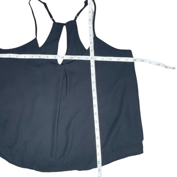 Ambiance Black Pleated Layered Racerback Sheer Cami Blouse Top Layers Medium - Picture 5 of 7